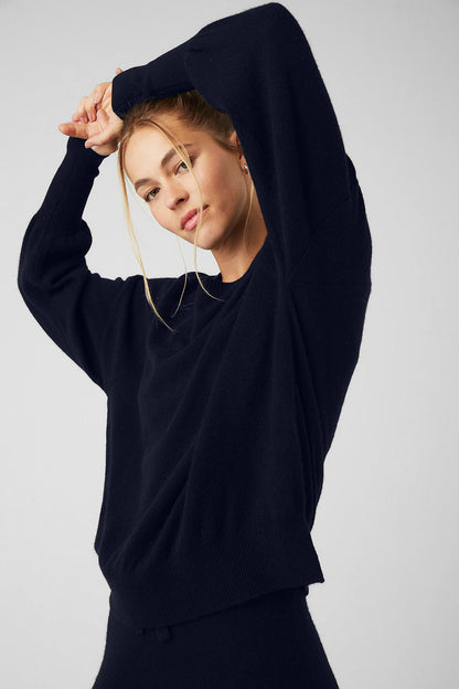 Cashmere Jet Set Crew - Navy