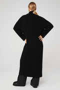Cashmere Ribbed Winter Dream Long Cardigan - Black