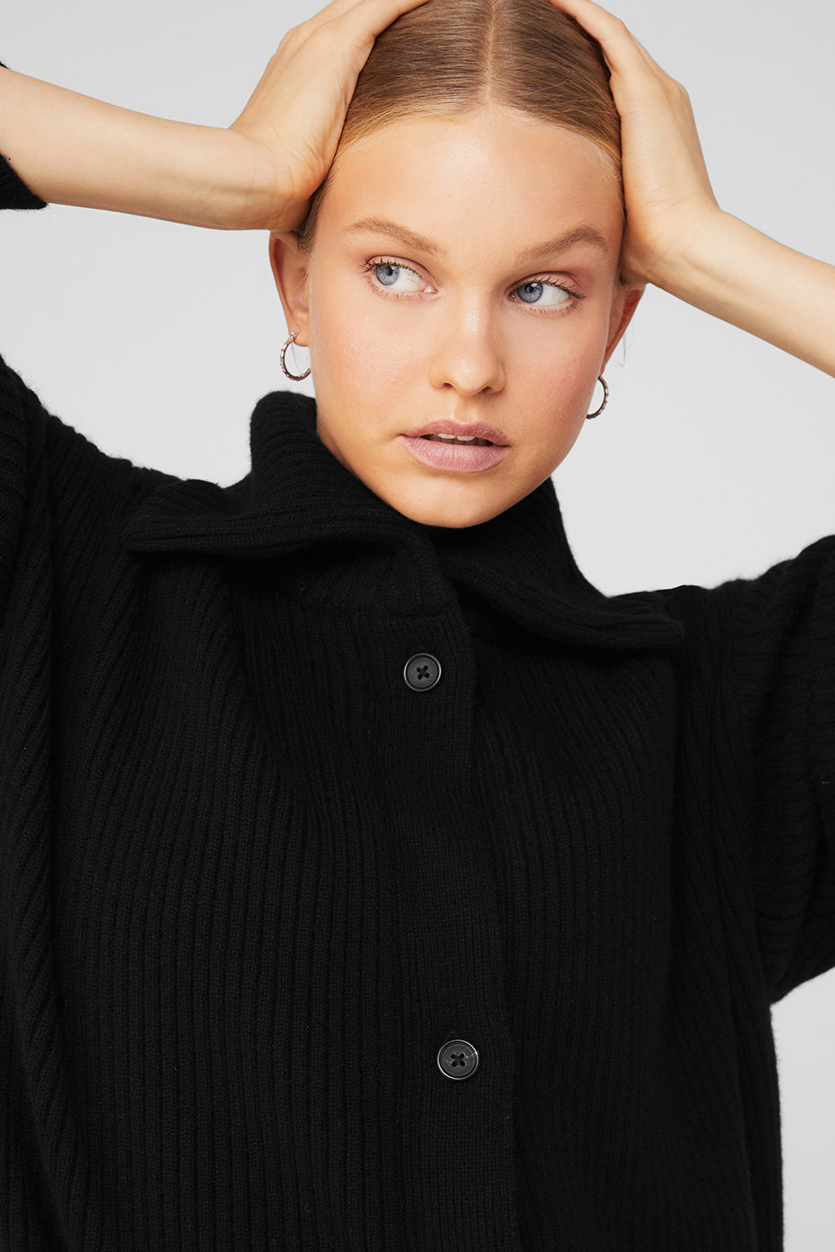 Cashmere Ribbed Winter Dream Long Cardigan - Black