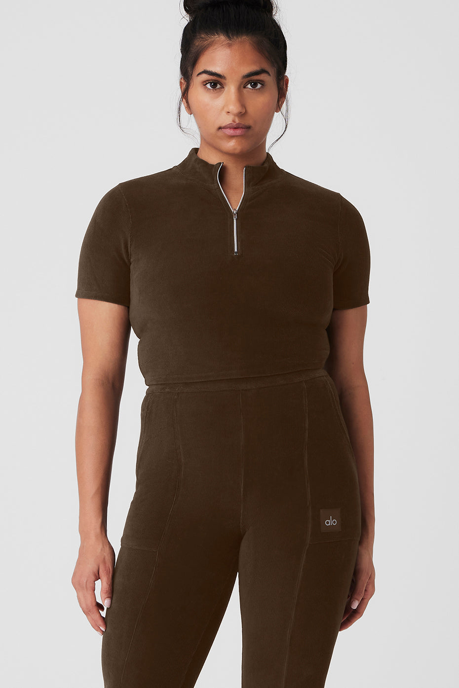 Micro Corduroy Winter Break Mock Neck - Espresso