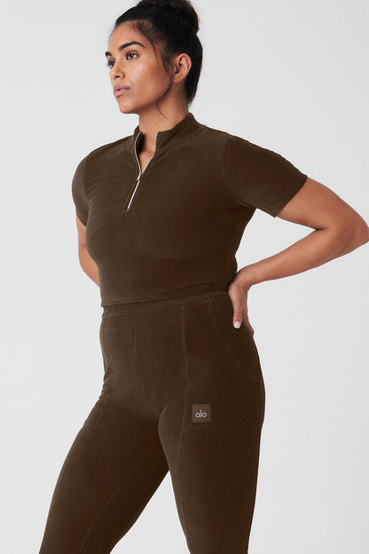 Micro Corduroy Winter Break Mock Neck - Espresso