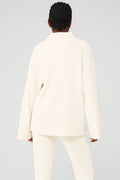 Cashmere Ribbed Winter Dream Mock Neck Coverup - Ivory