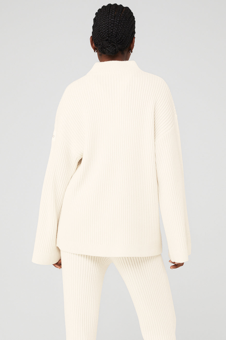 Cashmere Ribbed Winter Dream Mock Neck Coverup - Ivory