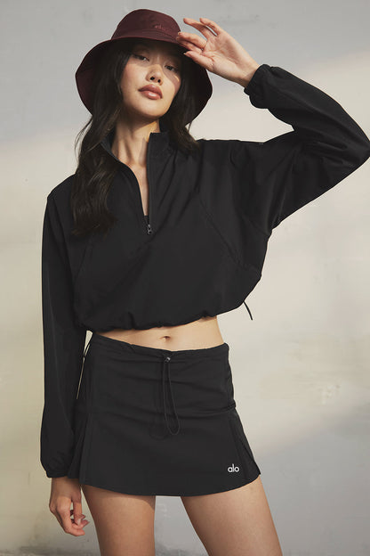 1/4 Zip Cropped In The Lead Coverup - Black