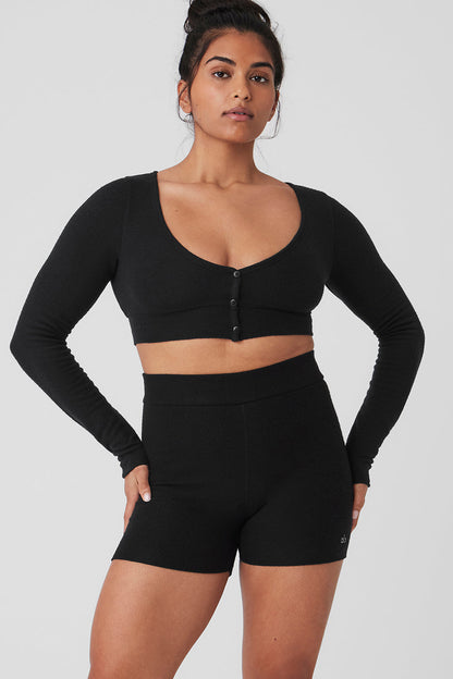 Alolux Cropped Me Time Cardigan - Black