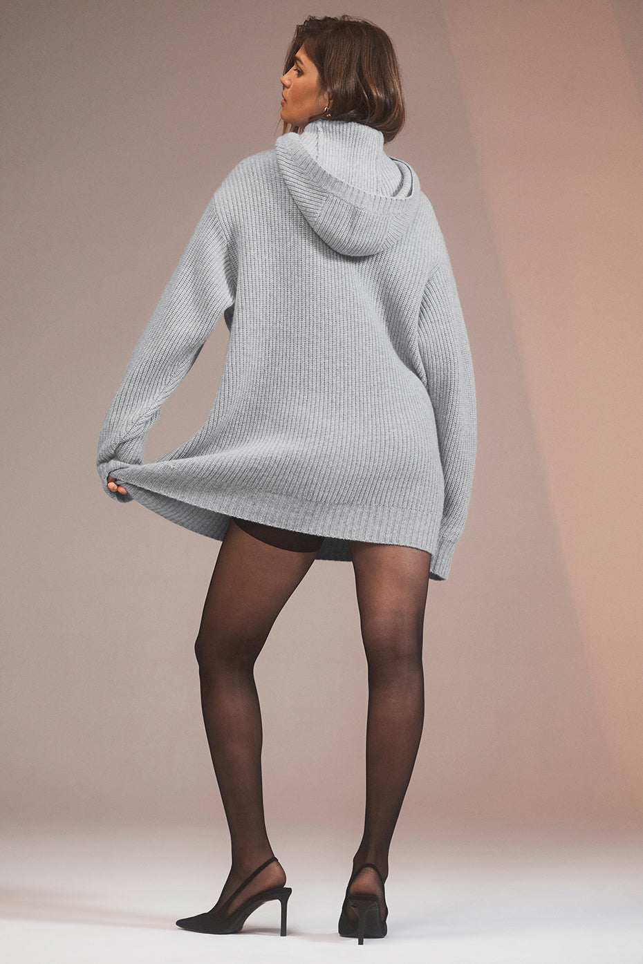 Cashmere Ma Cherie Hooded Dress - Light Heather Grey