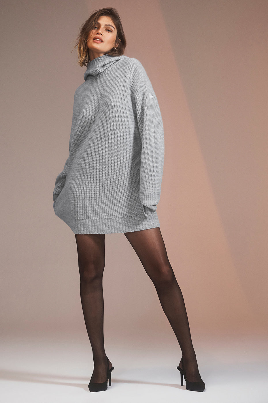 Cashmere Ma Cherie Hooded Dress - Light Heather Grey