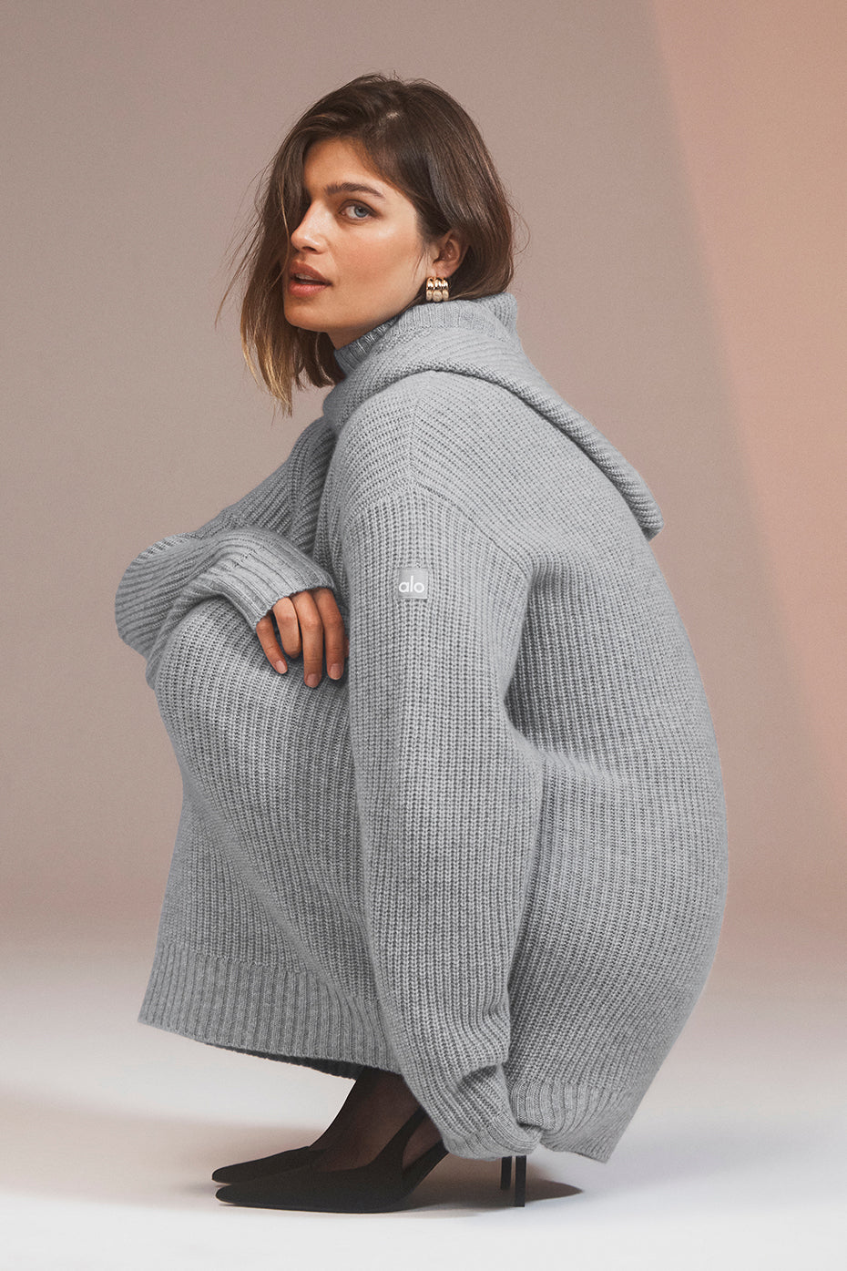 Cashmere Ma Cherie Hooded Dress - Light Heather Grey