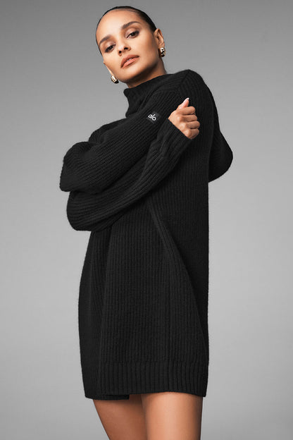 Cashmere Ma Cherie Hooded Dress - Black