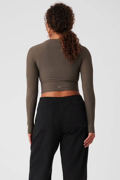 Mesh Sheer Illusion Long Sleeve - Olive Tree