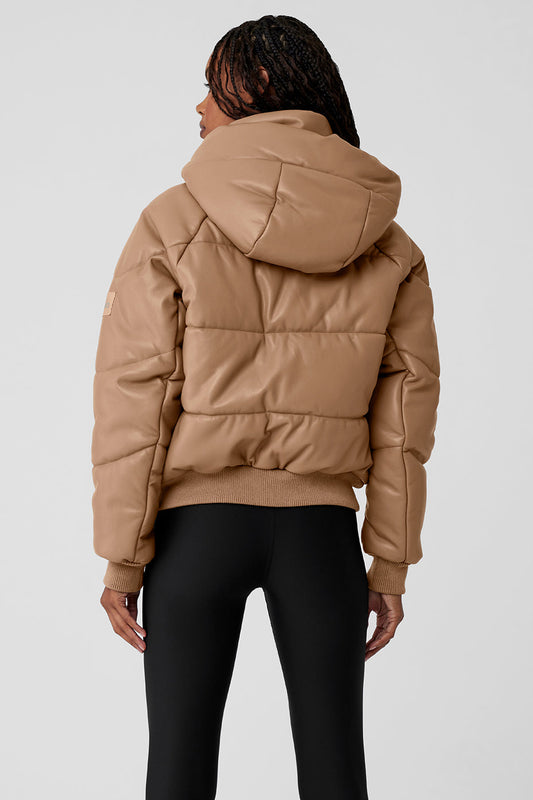 Faux Leather Boss Puffer - Toasted Almond