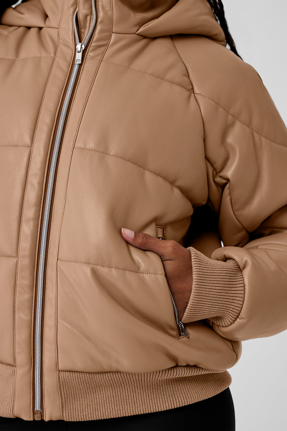 Faux Leather Boss Puffer - Toasted Almond