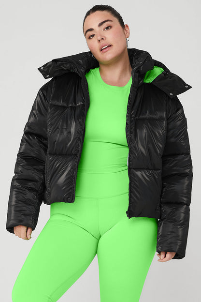 Pearlized Pristine Puffer - Black/Green Glow