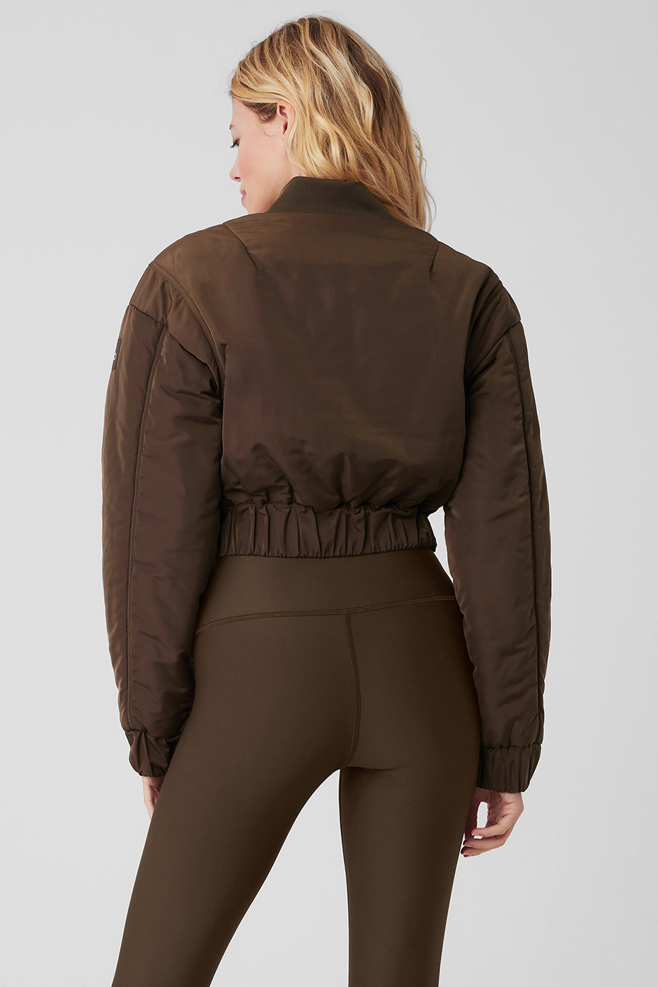 Cropped Break Line Bomber Jacket - Espresso