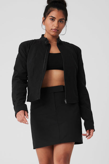 Cropped Full Throttle Moto Jacket - Black