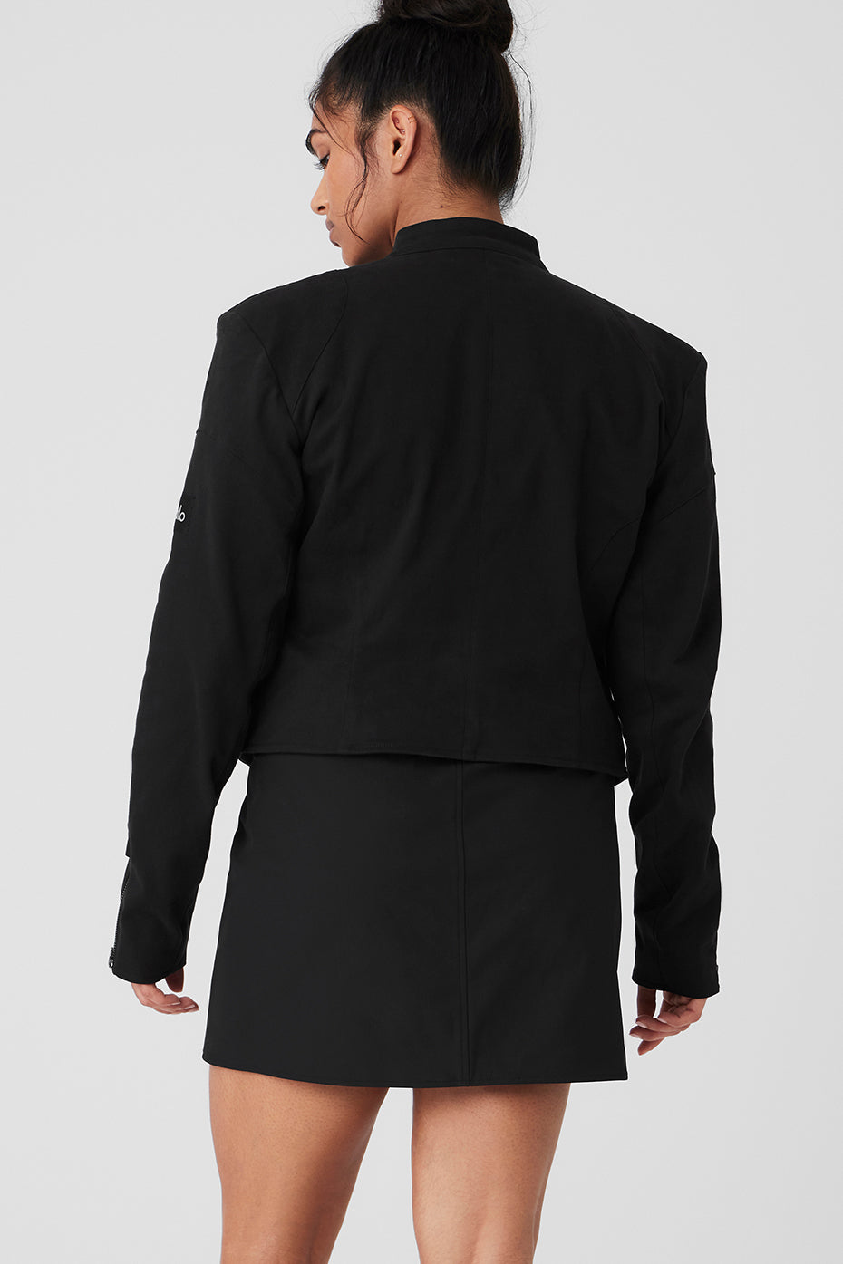 Cropped Full Throttle Moto Jacket - Black