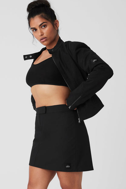 Cropped Full Throttle Moto Jacket - Black