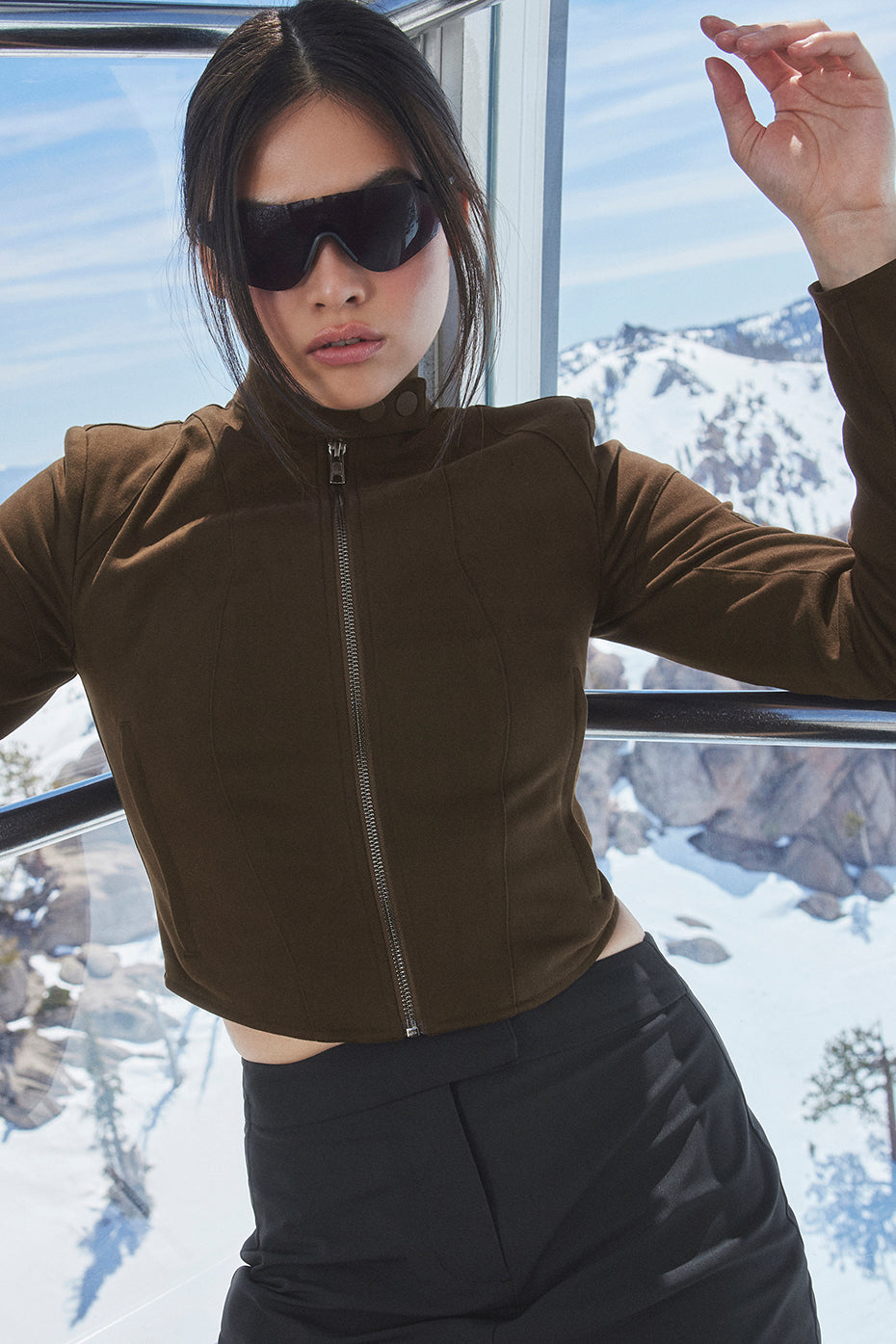 Cropped Full Throttle Moto Jacket - Espresso