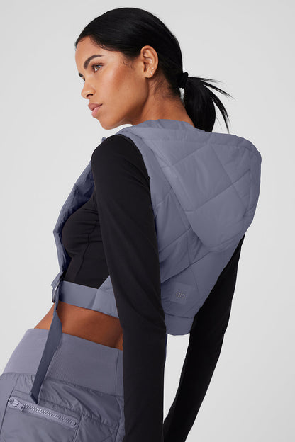 Cropped Snowrider Sleeveless Puffer Top - Fog