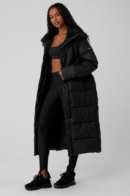 Gold Rush Puffer Trench - Black