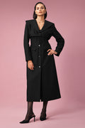 Winter Wool Vendome Long Corset Coat - Black/Black
