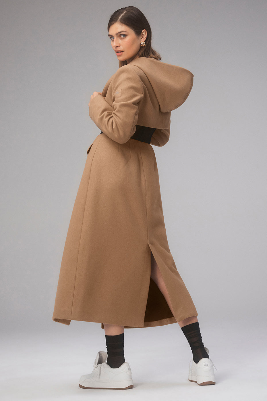 Winter Wool Vendome Long Corset Coat - Toasted Almond/Black