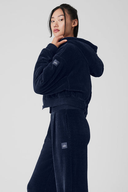 Cropped Cozy Day Full Zip Jacket - Navy