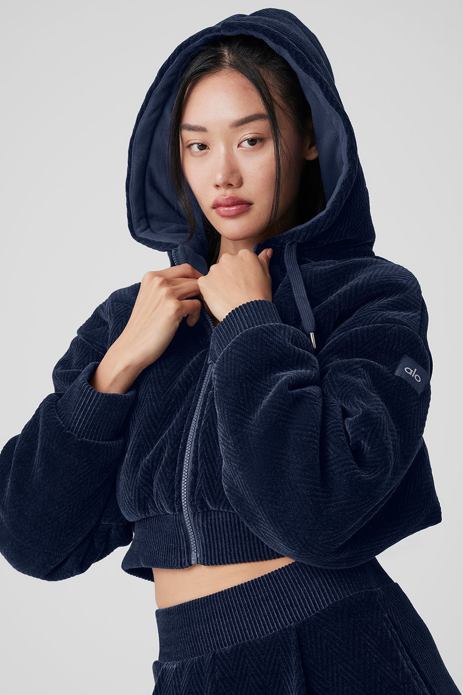 Cropped Cozy Day Full Zip Jacket - Navy