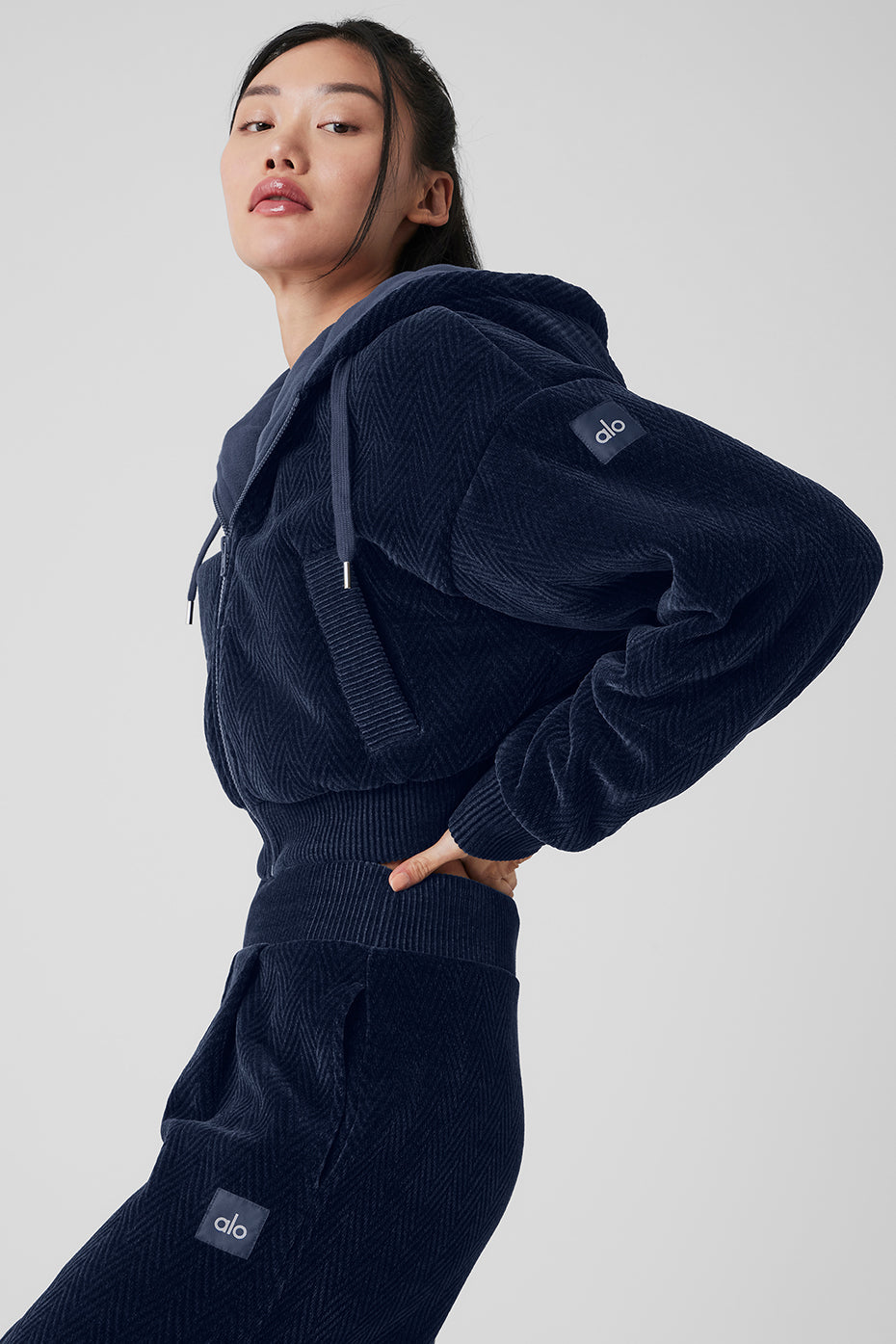 Cropped Cozy Day Full Zip Jacket - Navy