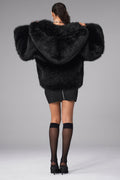 Opulent Faux Fur Statement Jacket - Black