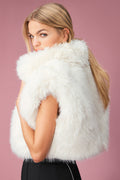 Opulent Faux Fur Cropped Vest - Ivory