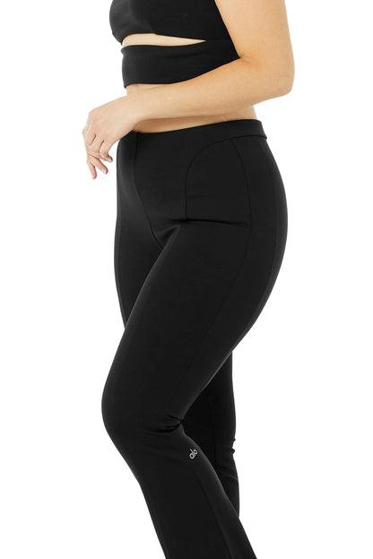 High-Waist Zip It Flare Legging - Black