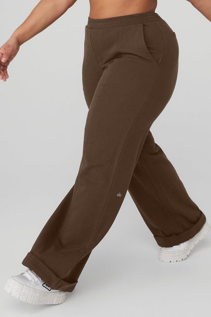High-Waist Trouser Wide Leg Pant - Espresso