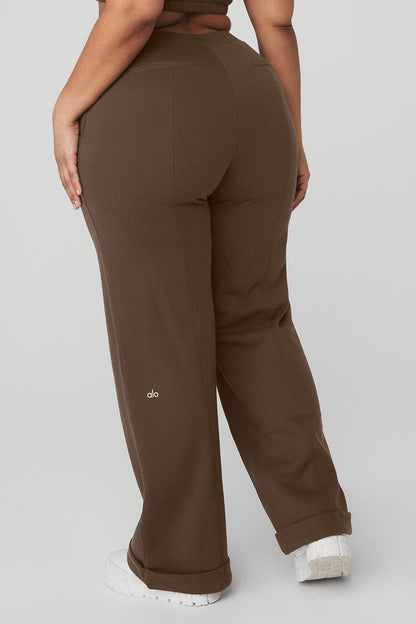 High-Waist Trouser Wide Leg Pant - Espresso