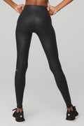 Faux Leather Airbrush High-Waist Legging - Black