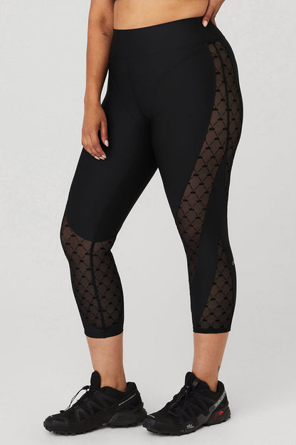 Airlift Mesh High-Waist Celeste Capri - Black