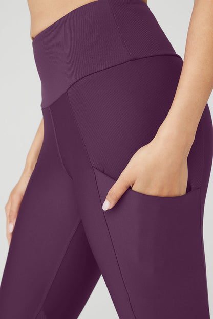 Ribbed Airlift High-Waist 7/8 Enchanted Legging - Dark Plum