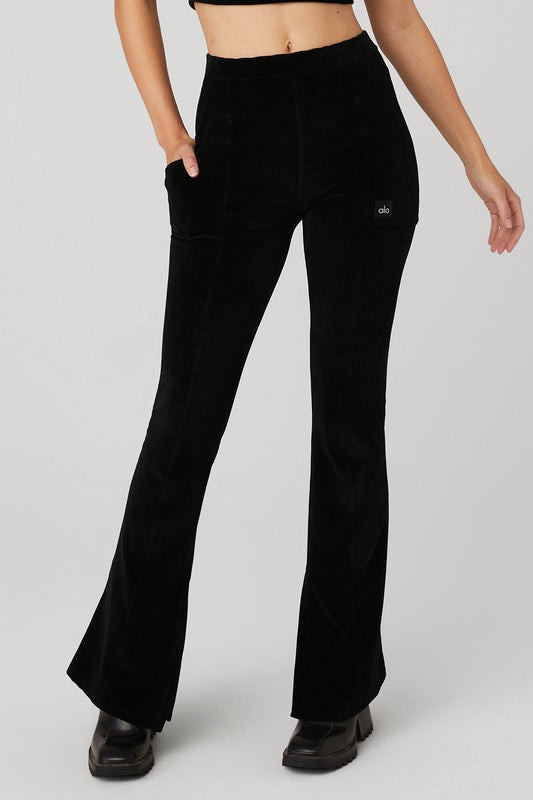Micro Corduroy High-Waist Winter Break Flare Pant - Black