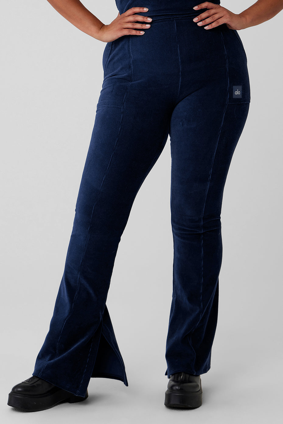 Micro Corduroy High-Waist Winter Break Flare Pant - Navy