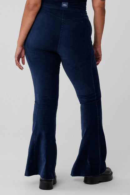 Micro Corduroy High-Waist Winter Break Flare Pant - Navy