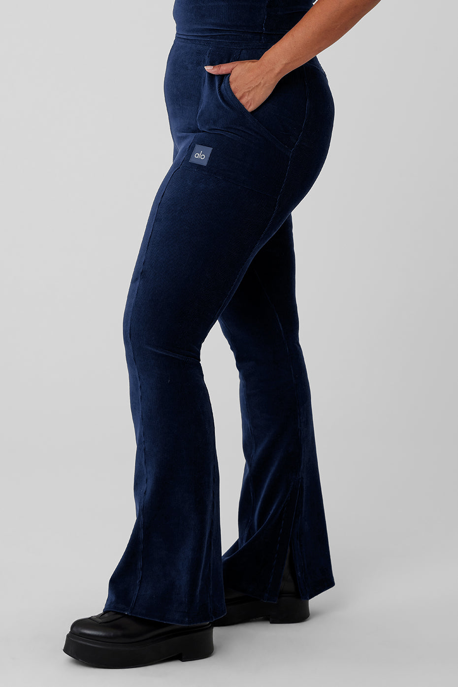 Micro Corduroy High-Waist Winter Break Flare Pant - Navy