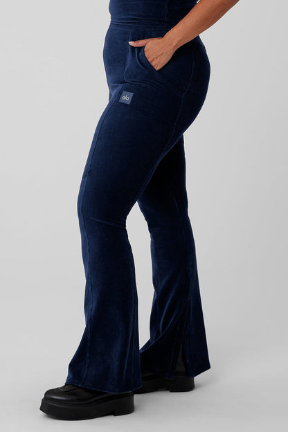 Micro Corduroy High-Waist Winter Break Flare Pant - Navy