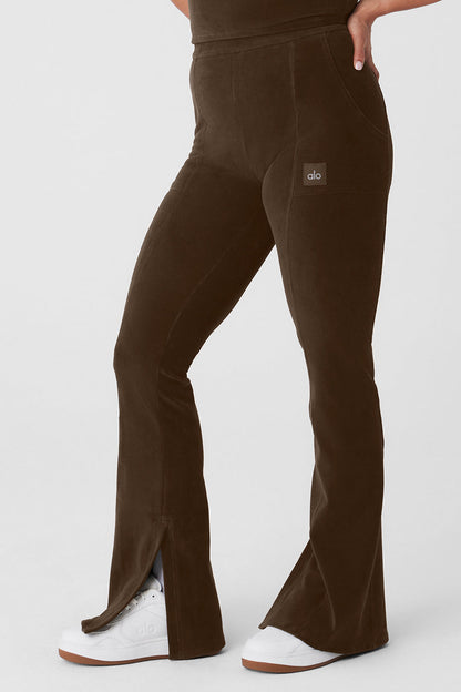 Micro Corduroy High-Waist Winter Break Flare Pant - Espresso