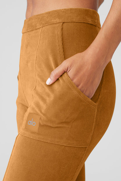 Micro Corduroy High-Waist Winter Break Flare Pant - Toffee