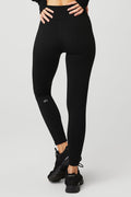 Seamless Cable Knit High-Waist Legging - Black