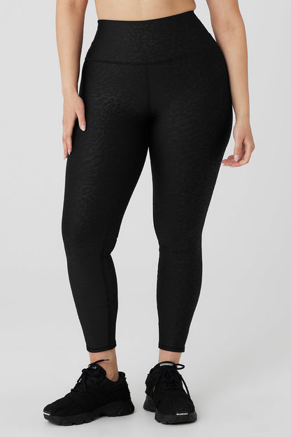 Airlift High-Waist Leopard Debossed Legging - Black
