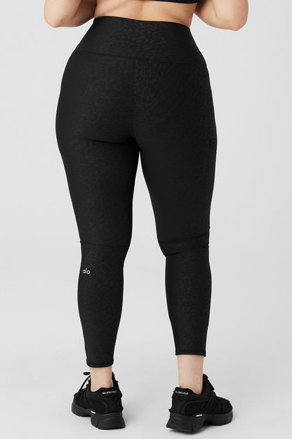 Airlift High-Waist Leopard Debossed Legging - Black