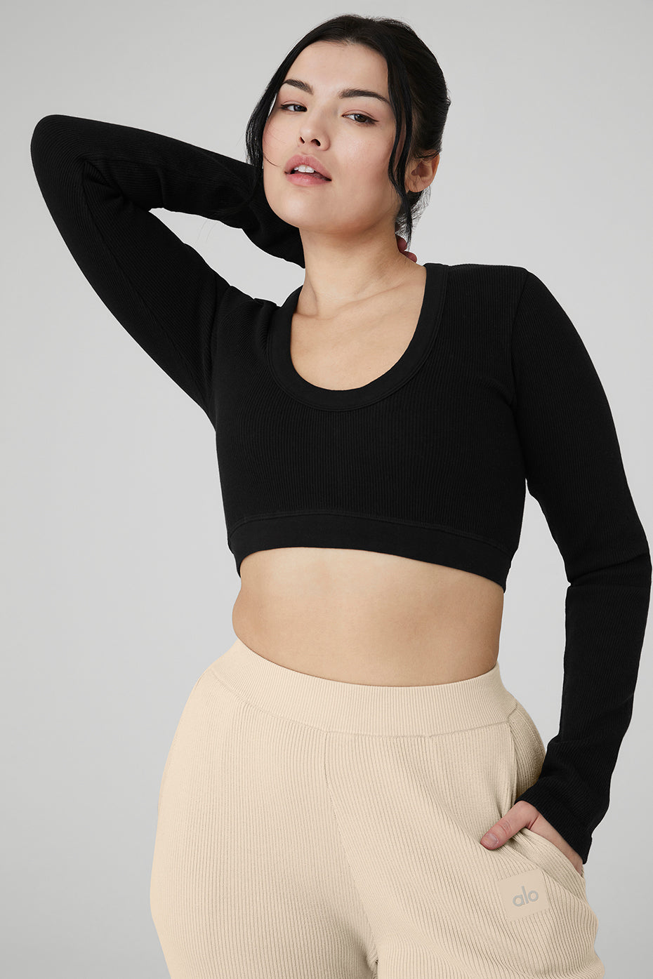 Knit High-Waist Salana Wide Leg Pant - Macadamia