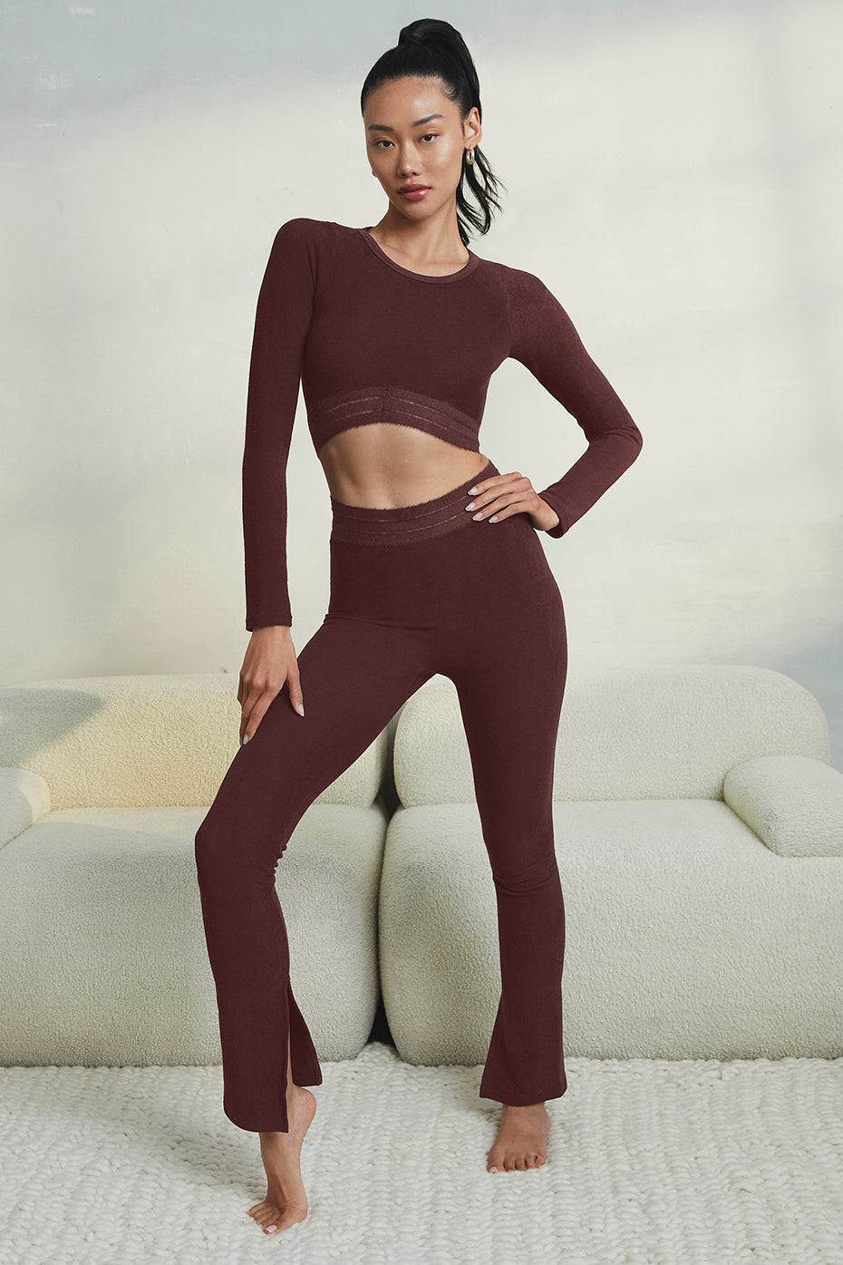 Seamless Luxe Terry High-Waist Cuddle Legging - Cherry Cola