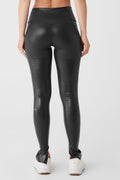 Foil Airlift High-Waist Elongated Legging - Black Foil